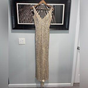 Mac Duggal Gold Sequin Evening Gown